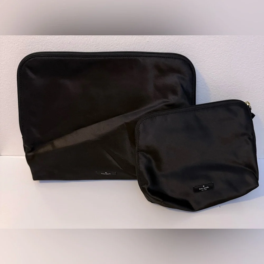 Kate Spade Pouch Black Travel Bag Clutch Nylon Lot of 2 NWOT